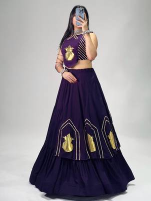purple cotton poly embroidered traditional lehenga choli upto 44 3