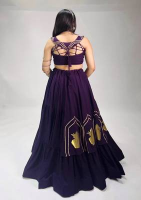 purple cotton poly embroidered traditional lehenga choli upto 44 4