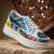 Blue hand painted artificial leather sneakers