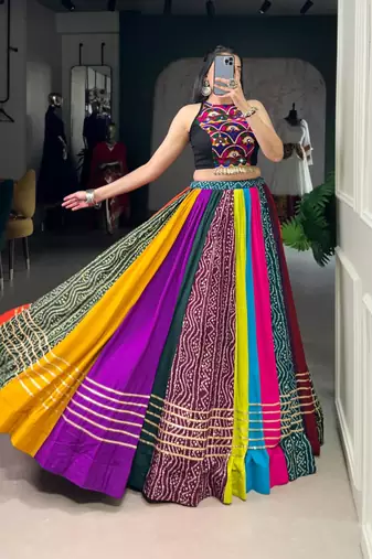 multicolor cotton poly printed traditional lehenga choli upto 42