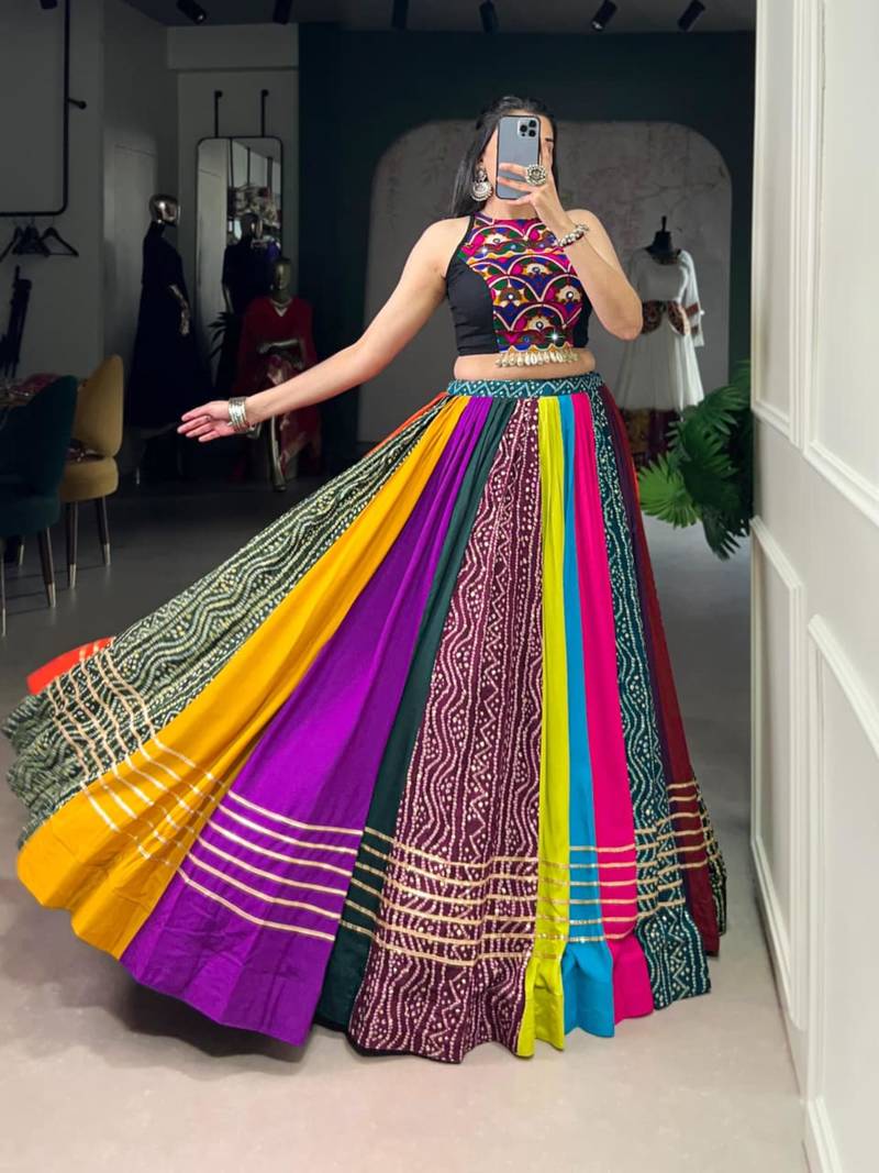 multicolor cotton poly printed traditional lehenga choli upto 42