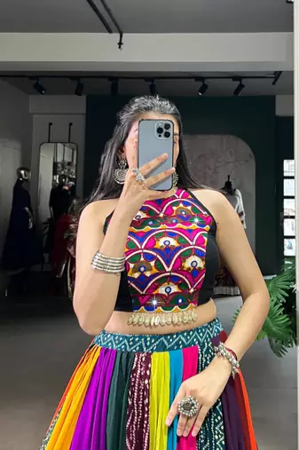 multicolor cotton poly printed traditional lehenga choli upto 42
