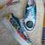 Blue hand painted artificial leather sneakers