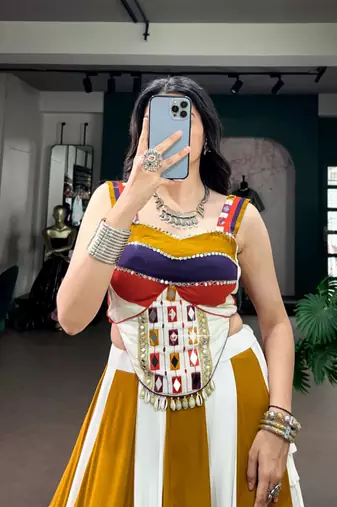 multicolor cotton poly embroidered traditional lehenga choli upto 42