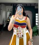 multicolor cotton poly embroidered traditional lehenga choli upto 42