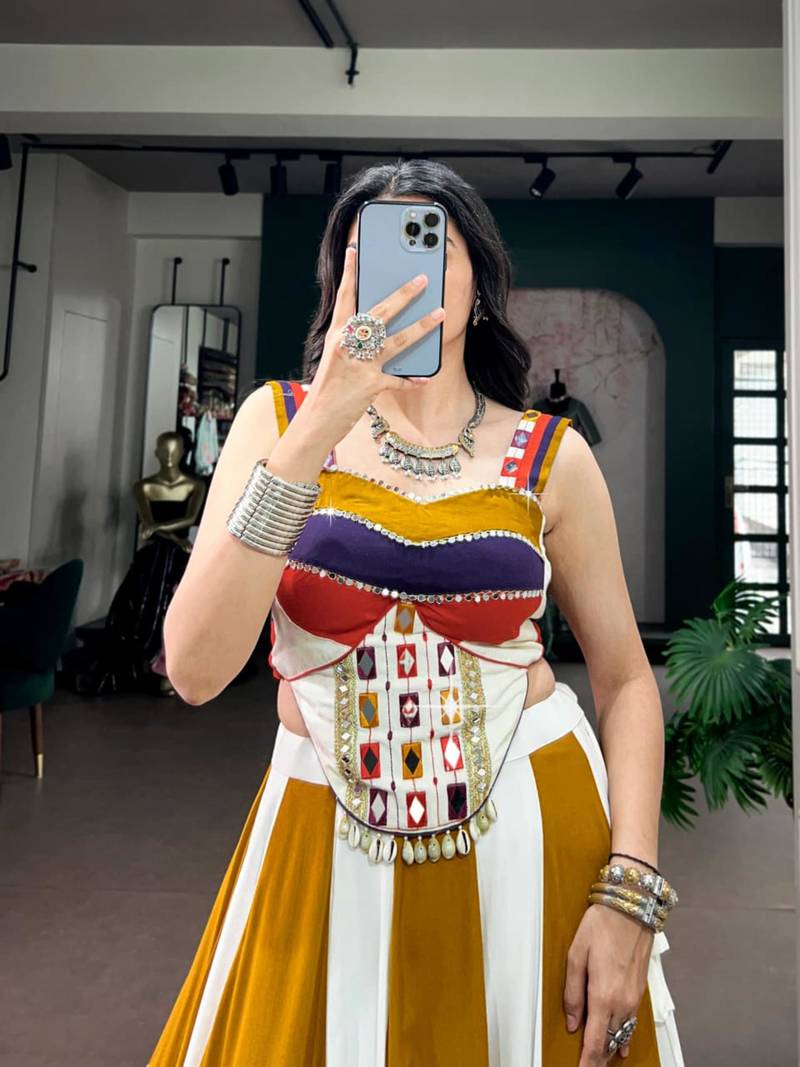 multicolor cotton poly embroidered traditional lehenga choli upto 42