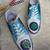 Blue hand painted artificial leather sneakers