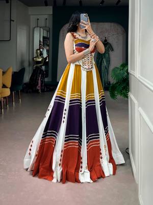 multicolor cotton poly embroidered traditional lehenga choli upto 42 2