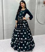 black cotton poly embroidered traditional lehenga choli upto 44