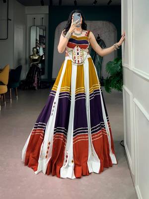 multicolor cotton poly embroidered traditional lehenga choli upto 42 3