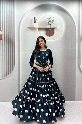 black cotton poly embroidered traditional lehenga choli upto 44 2