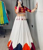 white cotton poly plain traditional lehenga choli upto 44