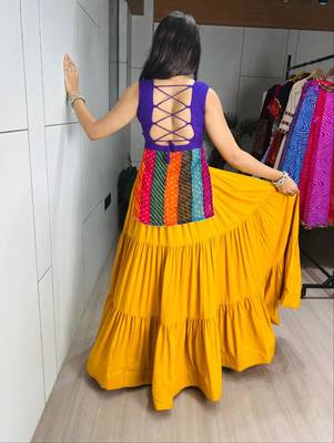 dark yellow cotton poly plain traditional lehenga choli upto 44 1