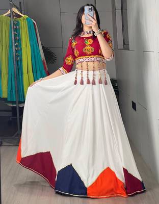 white cotton poly plain traditional lehenga choli upto 44 2
