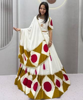 white cotton poly embroidered traditional lehenga choli upto 44 1