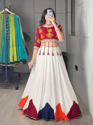 white cotton poly plain traditional lehenga choli upto 44 3