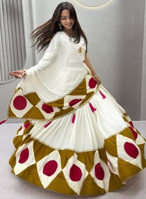white cotton poly embroidered traditional lehenga choli upto 44 3