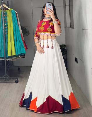 white cotton poly plain traditional lehenga choli upto 44 4