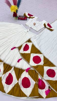 white cotton poly embroidered traditional lehenga choli upto 44 4