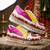 Pink and yellow printed artificial leather sneakers