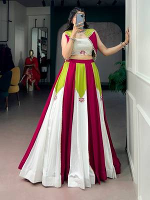multicolor cotton poly embroidered traditional lehenga choli upto 42 3