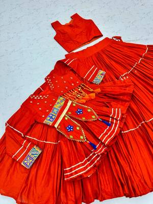 orange cotton poly embroidered traditional lehenga choli upto 44 3