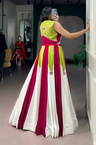multicolor cotton poly embroidered traditional lehenga choli upto 42