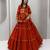 orange cotton poly embroidered traditional lehenga choli upto 44