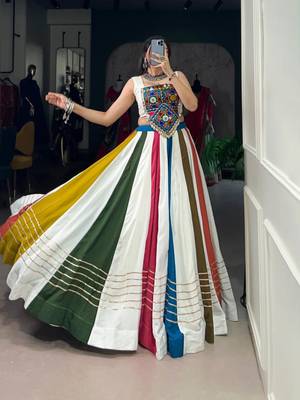 multicolor cotton poly embroidered traditional lehenga choli upto 42 3