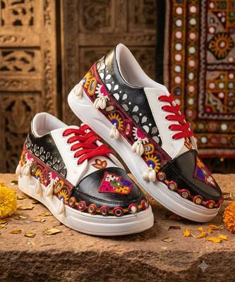 Black latkan artificial leather sneakers 1
