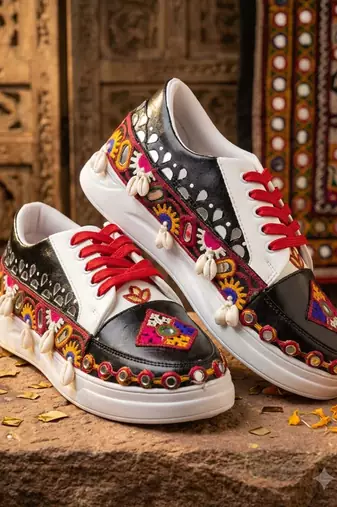 Black latkan artificial leather sneakers