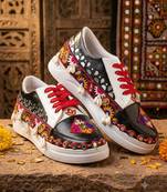 Black latkan artificial leather sneakers