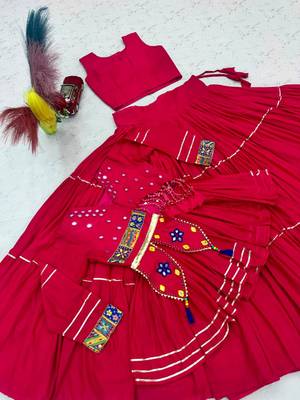 rani pink cotton poly embroidered traditional lehenga choli upto 44 4