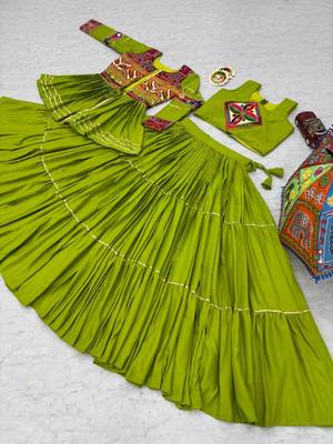 green cotton poly embroidered traditional lehenga choli upto 44 2