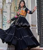 black cotton poly embroidered traditional lehenga choli upto 44