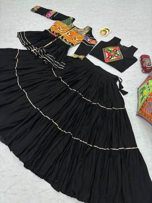 black cotton poly embroidered traditional lehenga choli upto 44 2