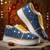 Blue printed artificial leather sneakers