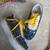 Blue printed artificial leather sneakers