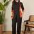 Black and orange  pure cotton collar shirt & trousers co-ords