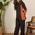 Black and orange  pure cotton collar shirt & trousers co-ords
