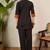 Black and orange  pure cotton collar shirt & trousers co-ords