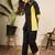 Black and yellow pure cotton collar shirt & trousers co-ords