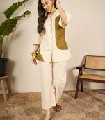 pure cotton collar shirt & trousers co-ords