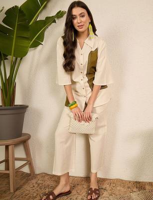 pure cotton collar shirt & trousers co-ords 4