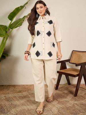 pure cotton collar shirt & trousers co-ords 1
