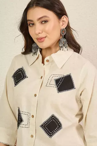 pure cotton collar shirt & trousers co-ords