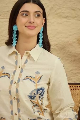 Cotton embroidered shirt with trousers