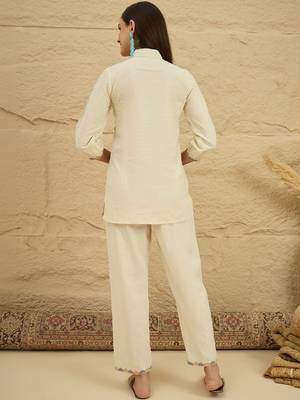 Cotton embroidered shirt with trousers 4
