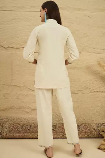 Cotton embroidered shirt with trousers