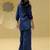 Dark blue silk blend embroidered co-ords.